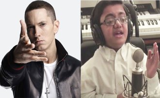 Bedavo kasallikka chalingan bola Eminemning qo'shig'ini klassik uslubda kuylab barchani lol qoldirmoqda